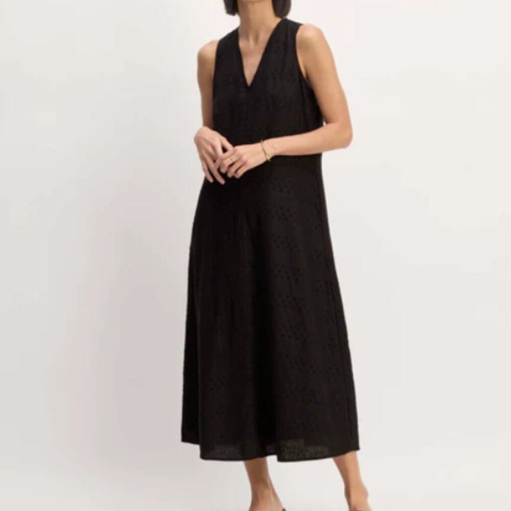NWT Everlane - The Linen Eyelet Maxi Dress - Black Eyelet - Size Small